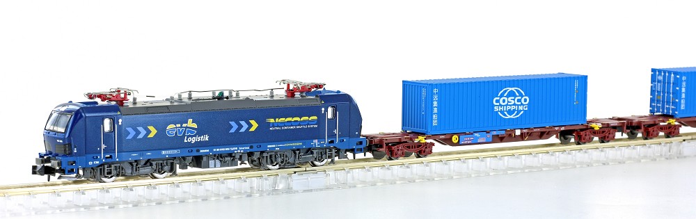 Güterzug E-Lok BR 192 + 2x Containerwagen EVB, Ep.VI, Snd