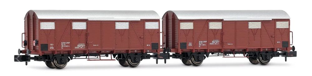 FS, 2-tlg. Set Gs-Wagen, braune Farbgebung, einer mit roten