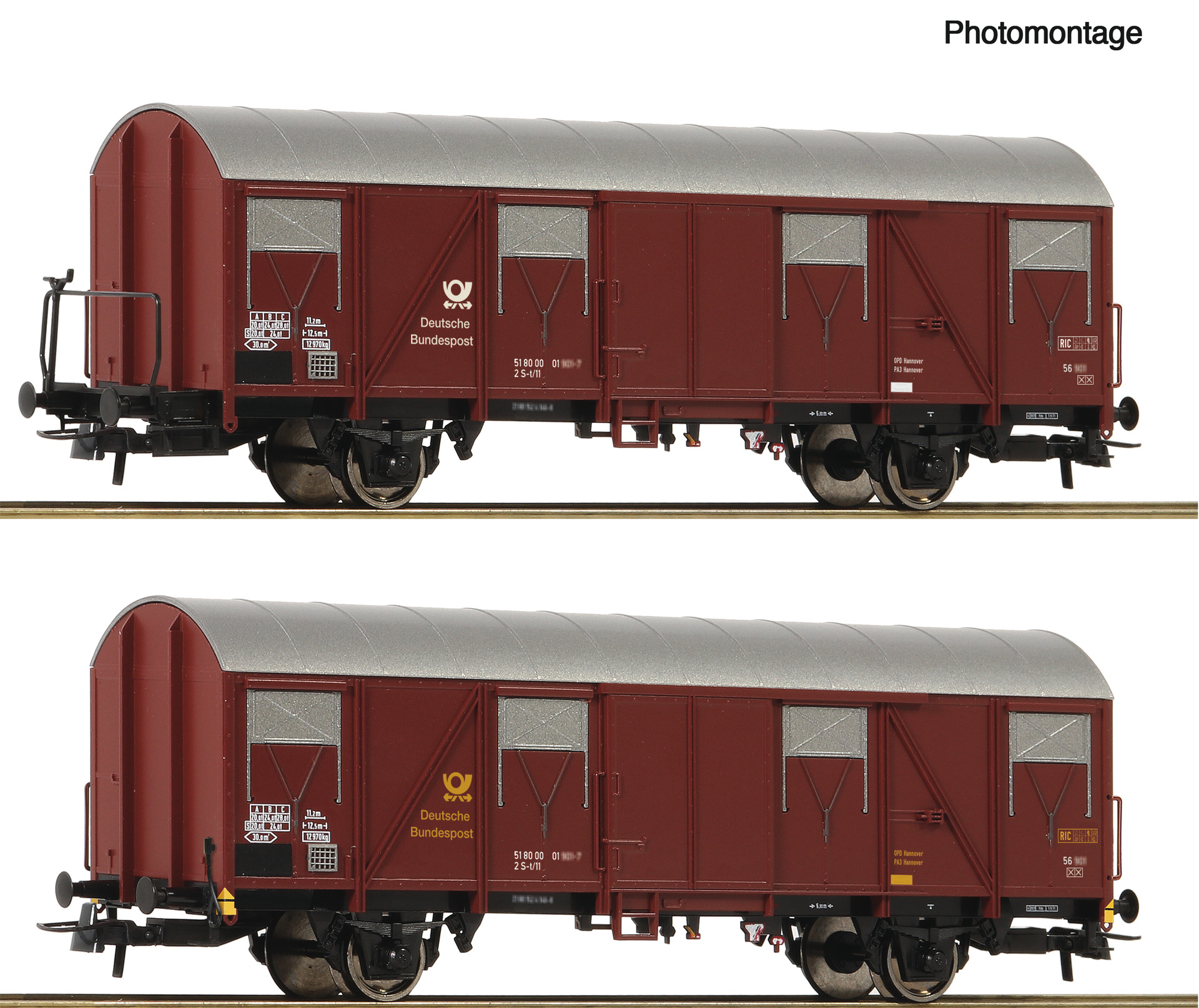 2er Set gedeckte Güterwagen Post