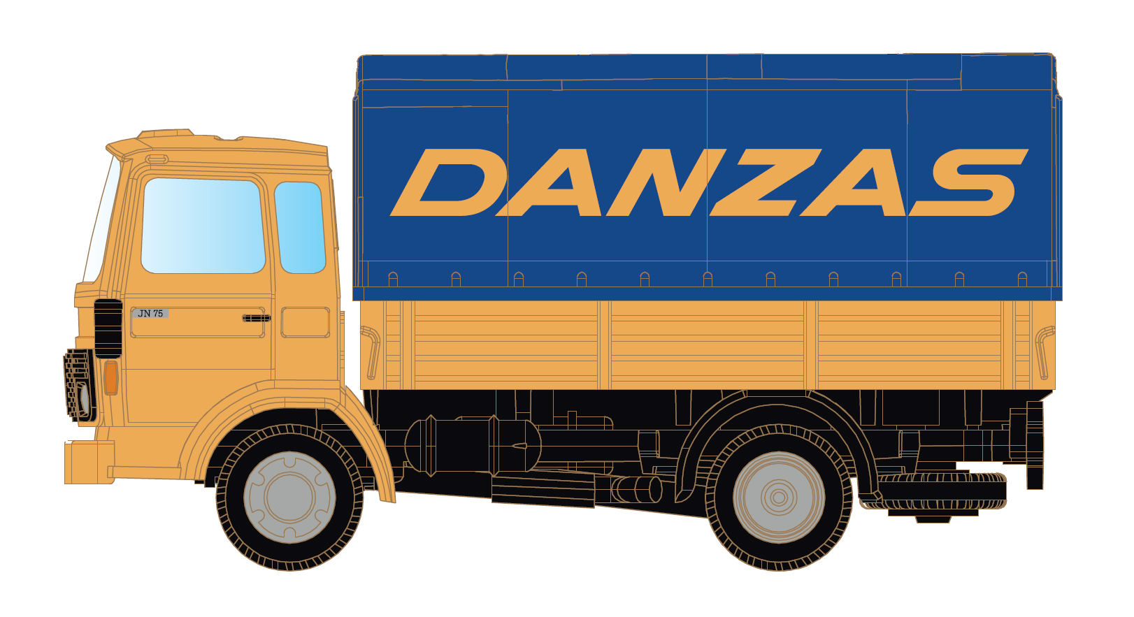 Renault JK75 mit Pritsche/Plane, DANZAS