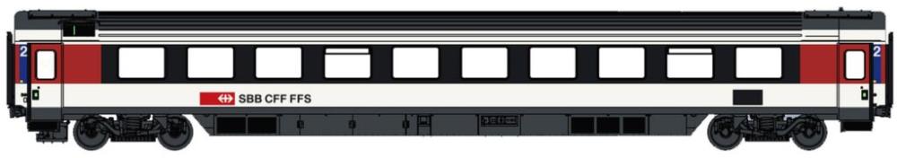 EC Personenwagen, 2.Kl. Bpm SBB, Ep.VI, weiß/rot/schwarz