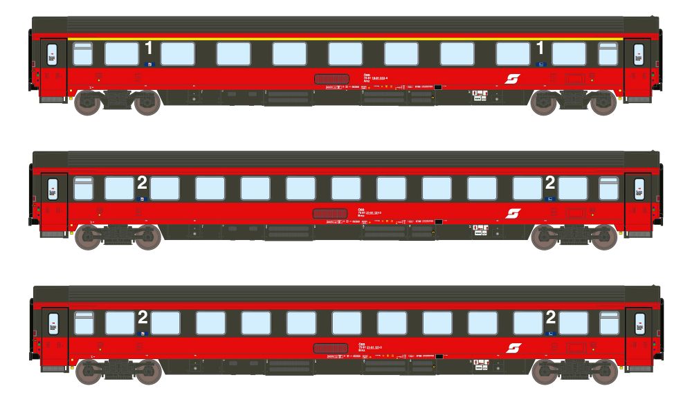 3er Set Personenwagen Amz+2xBmz ÖBB, Ep.V, EC 64