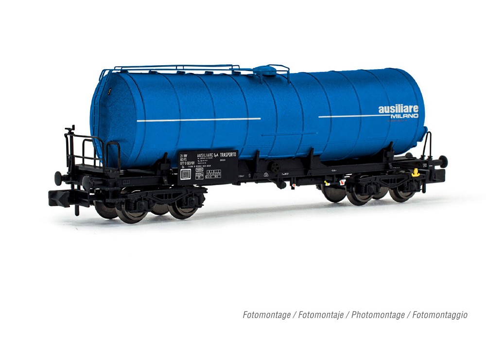 FS, 4-achs. Kesselwagen Us, in blauer Lackierung, „Ausiliare