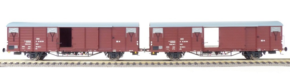 2er-Set Güterwagen DR Gbs [1500], 7 Sicken mit Beladung (zu
