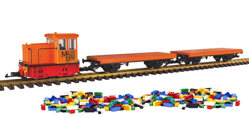 G-Start Set Güterzug "Klemmbausteinwagen" R/C