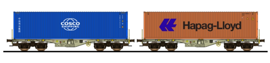 Containertragwagen, H0, Sgmmns, 37 80 4505 284-2 + 37 80 450