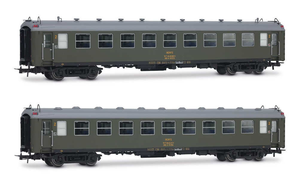 RENFE, 2-tlg. Set Reisezugwagen 5000 der Gattung BB4 2. Klas