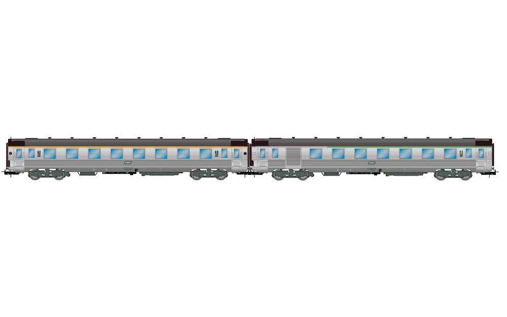 SNCF, 2-tlg. Set DEV Inox Reisezugwagen (kurz) mit Corail-Kl