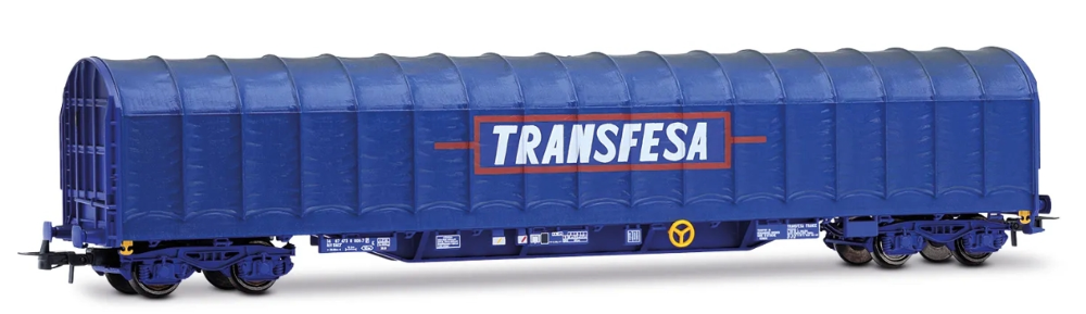 SNCF/RENFE, 4-achs. Schiebeplanenwagen „Transfesa“, blaue Fa