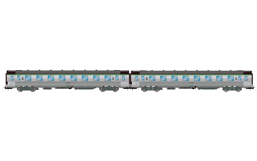 SNCF, 2-tlg. Set DEV Inox Reisezugwagen (kurz) B8 mit Corail