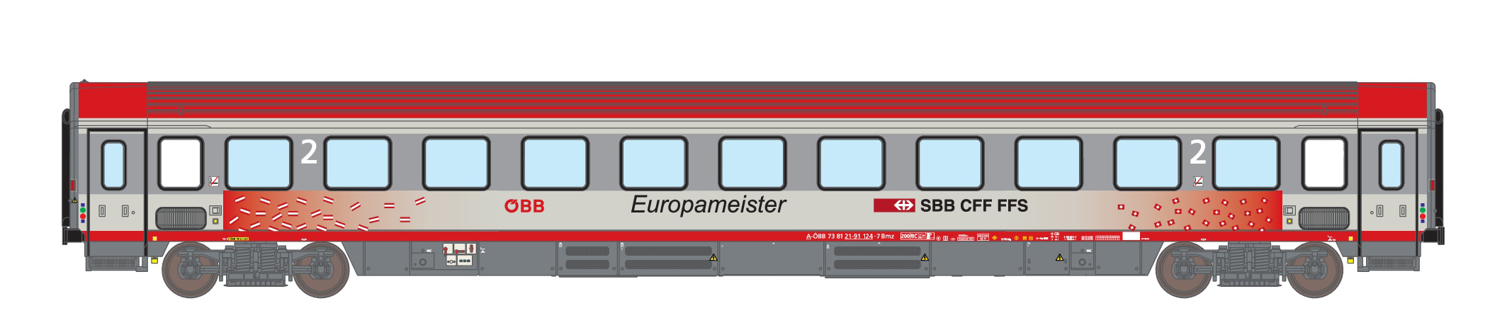 Personenwagen Bmz, 2.Kl. ÖBB, Ep.VI, Europameister 2008