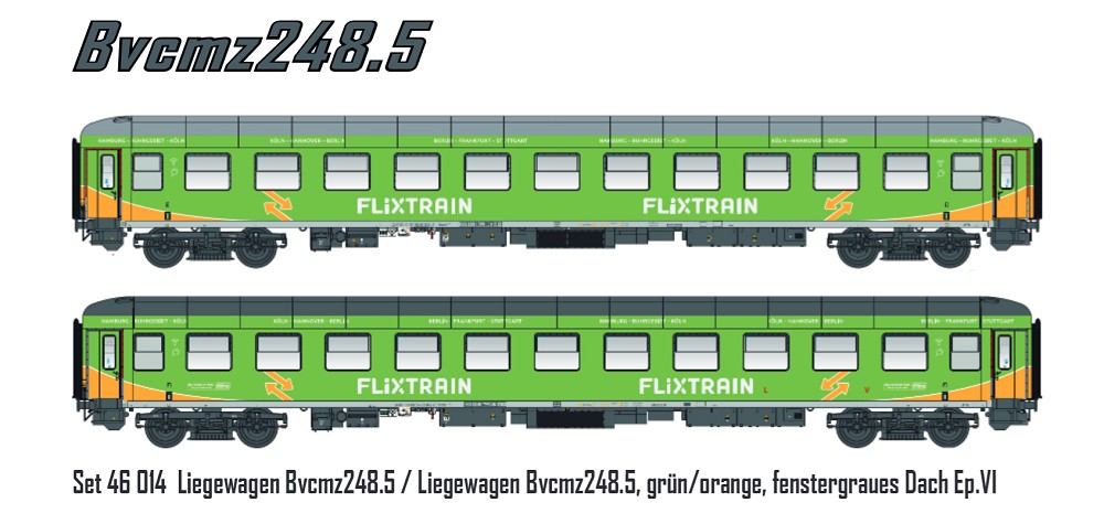2er Set Liegewagen Bvcmz 248.5 Flixtrain, Ep.VI, HH-Köln