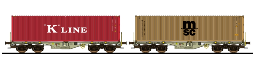 Containertragwagen, H0, Sgmmns, 37 80 4505 311-3 + 37 80 450