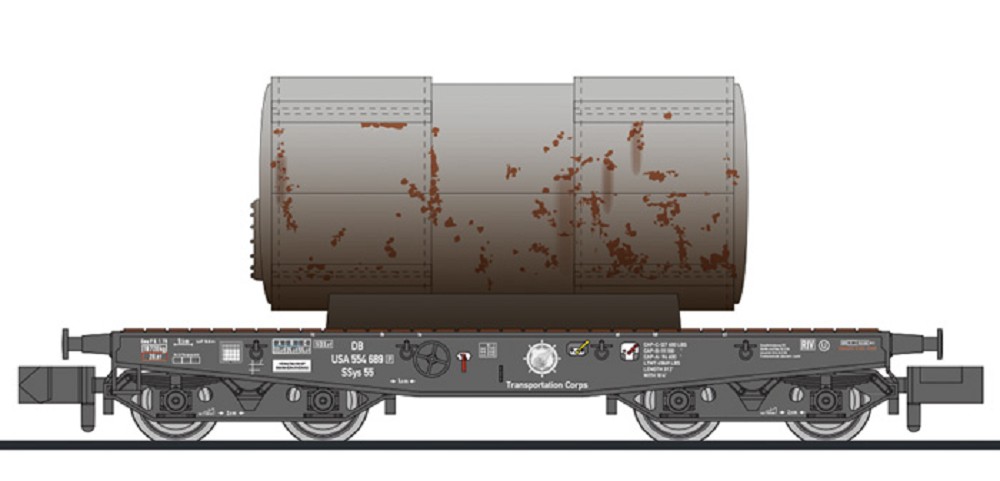 4-achs. Schwerlastwagen, SSy 55, USATC, Beladung Kessel, Ep.