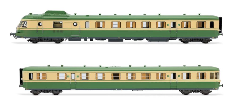 SNCF, Dieseltriebwagen RGP I mit Beiwagen, original grün-bei