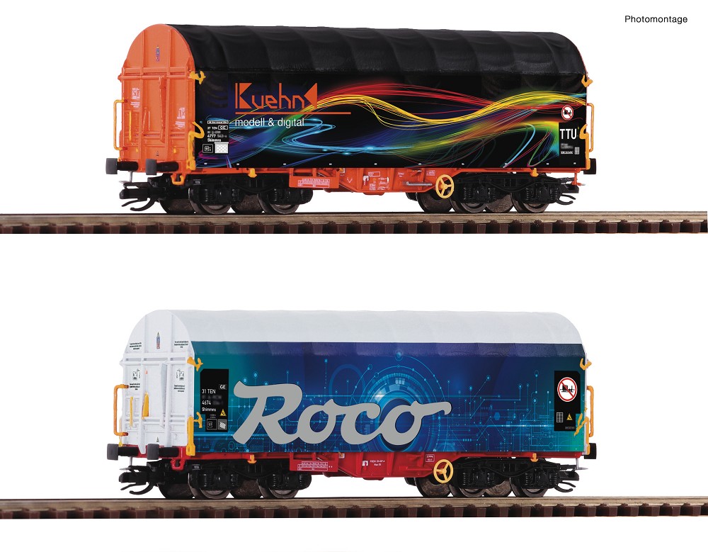 2er Set Schiebeplanenwag. Roco