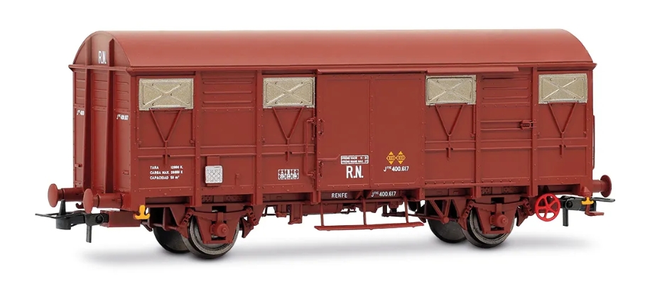 RENFE, 2-achs. gedeckter Güterwagen der Bauart J2, oxidrote