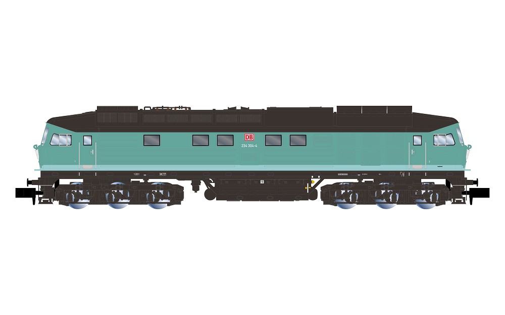 DB AG, diesel-elektrische Lokomotive 234 304-4, mintgrüne Fa
