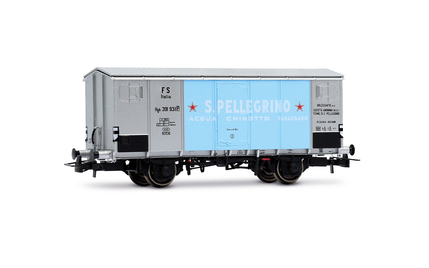 FS, 2-achs. Kühlwagen Hgb, Metallaufbau, silberne Farbgebung