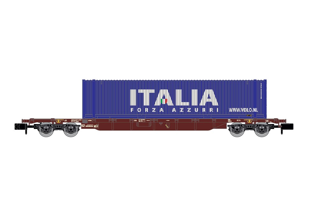 FS, 4-achs. Containerwagen Sgnss in brauner Lackierung, bela