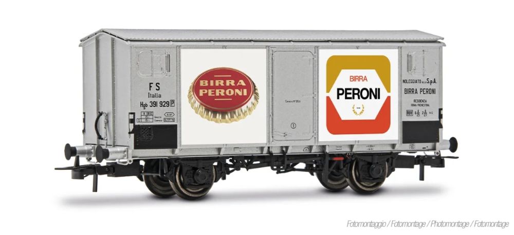 FS, 2-achs. Kühlwagen Hgb, Metallaufbau, silberne Farbgebung