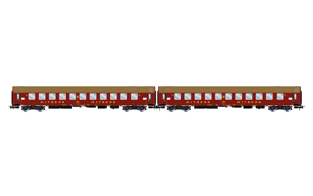 DR, 2-tlg. Set OSShD-Schlafwagen WLAB, in roter Farbgebung o