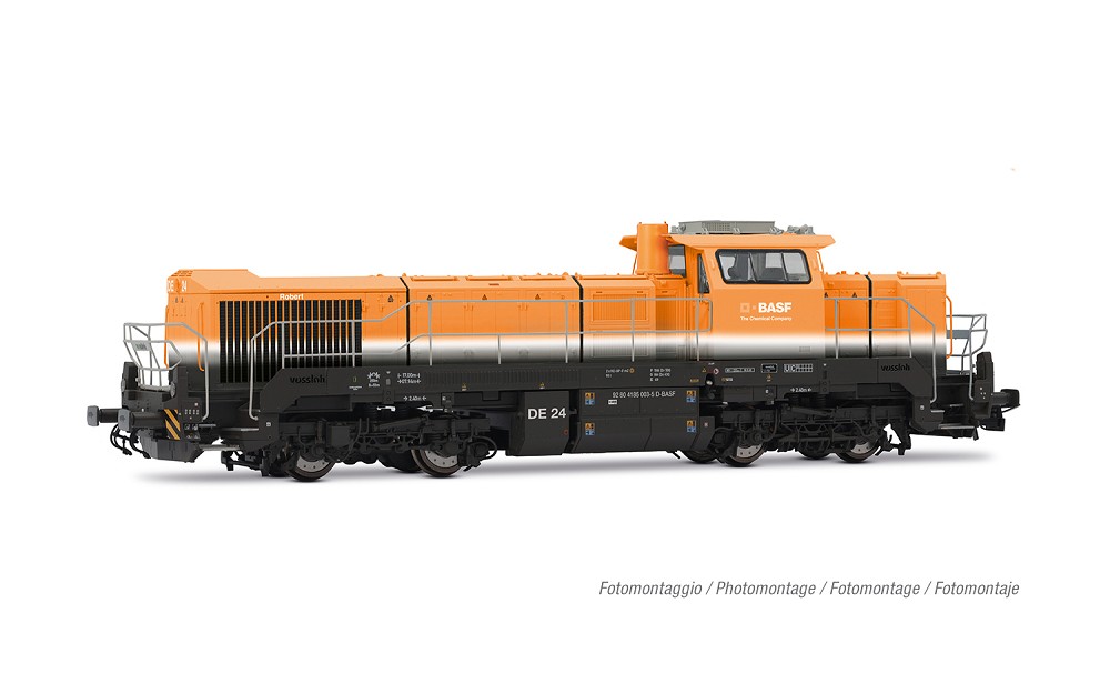 BASF, dieselelektrische Lokomotive Vossloh DE 18, orange/gra