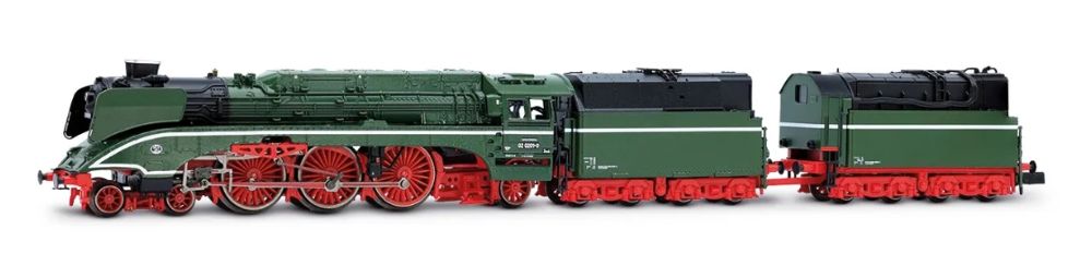 DR, Dampflokomotive 02 0201-0, chromgrüne Farbgebung mit wei