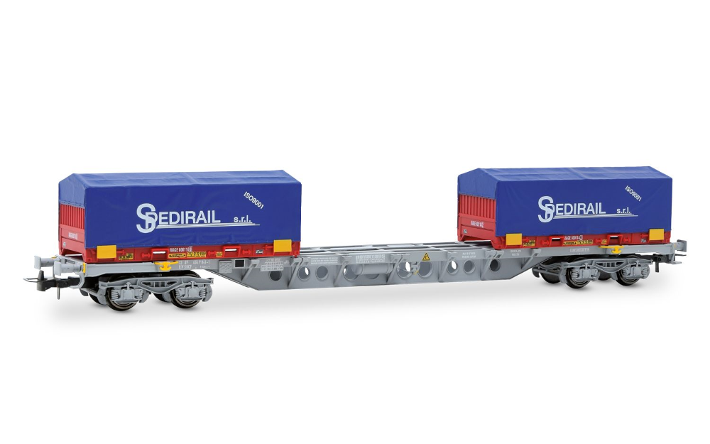 SNCF, 4-achs. 60' Containerwagen Novatrans Sgss in grauer Fa