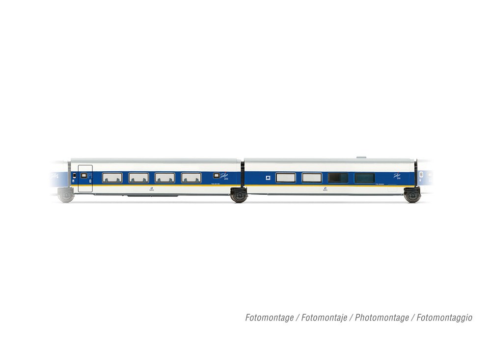 RENFE, 2-tlg. Ergänzungsset „Talgo 200" in weiß/blauer Lacki