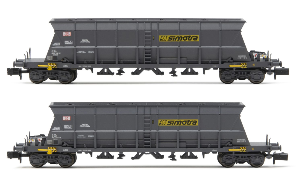 SNCF, 2-tlg Set 4-achs. Selbstentladewagen Faoos, „Simotra",