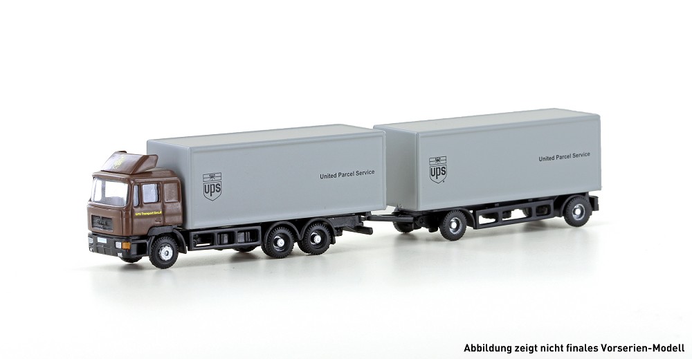 MAN F90, 3-achs Koffer-Hängerzug UPS