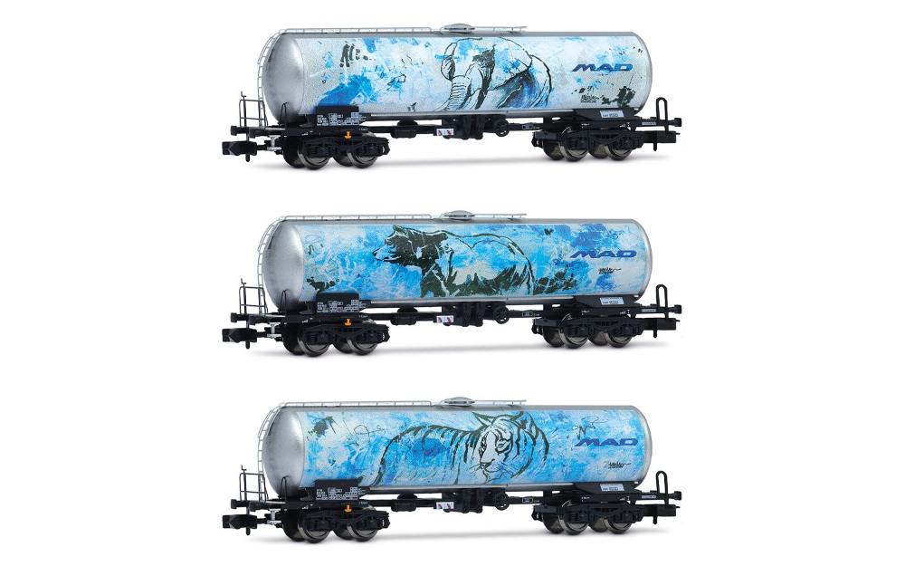 D-BAS, 3-tlg. Set Kesselwagen „MAD“, Farbgebung mit neuen Ti D-BAS, 3-tlg. Set Kesselwagen „MAD“, Farbgebung mit neuen Ti