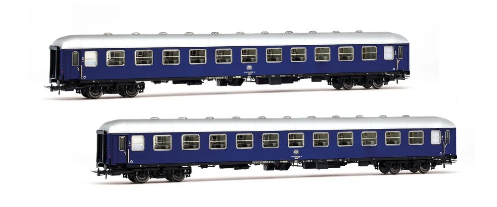 DB, 2-tlg. Set Liegewagen Bcm 243, blaue Farbgebung