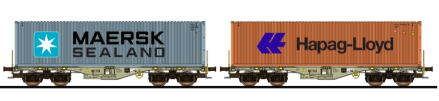 Containertragwagen, H0, Sgmmns, 37 80 4505 358-4 + 37 80 450