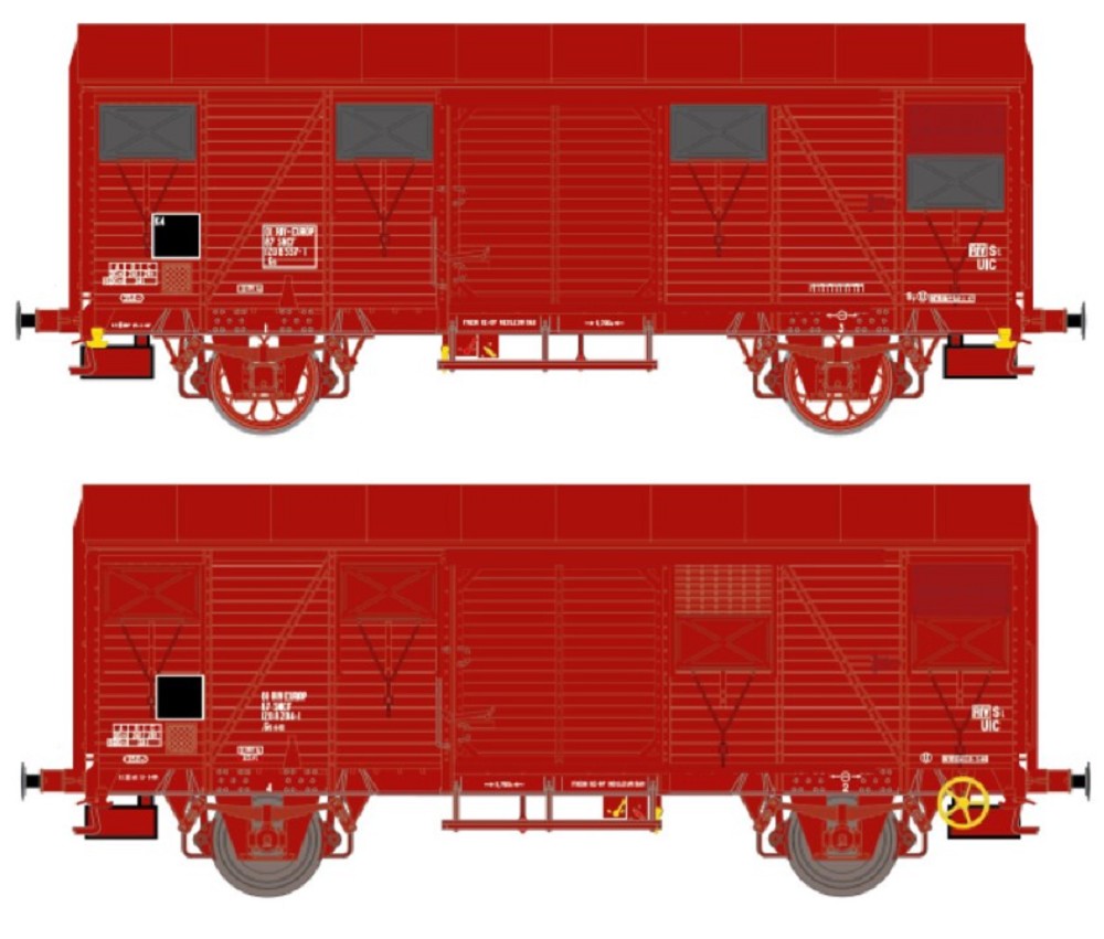 2er-Set SNCF Gs Rotbraun Nr. 01 RIV-EUROP 87 SNCF 120 8 557-