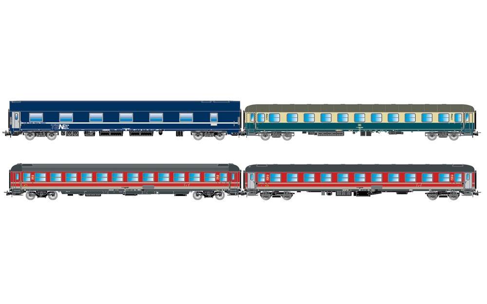 „Italien-Holland-Express“, 4-tlg. Set Reisezugwagen, bestehe