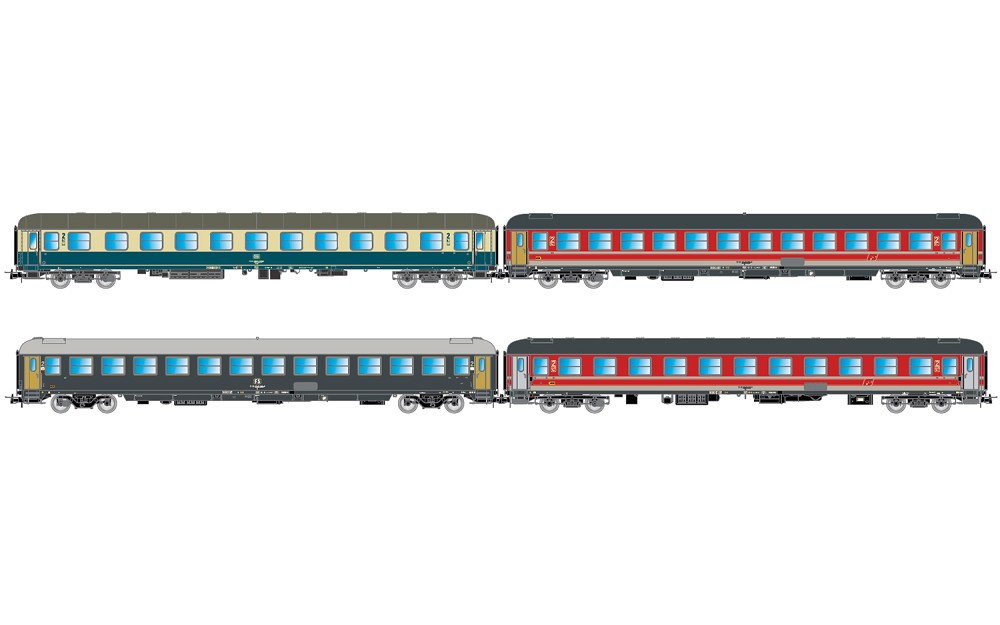 „Italien-Holland-Express“, 4-tlg. Set Reisezugwagen, bestehe