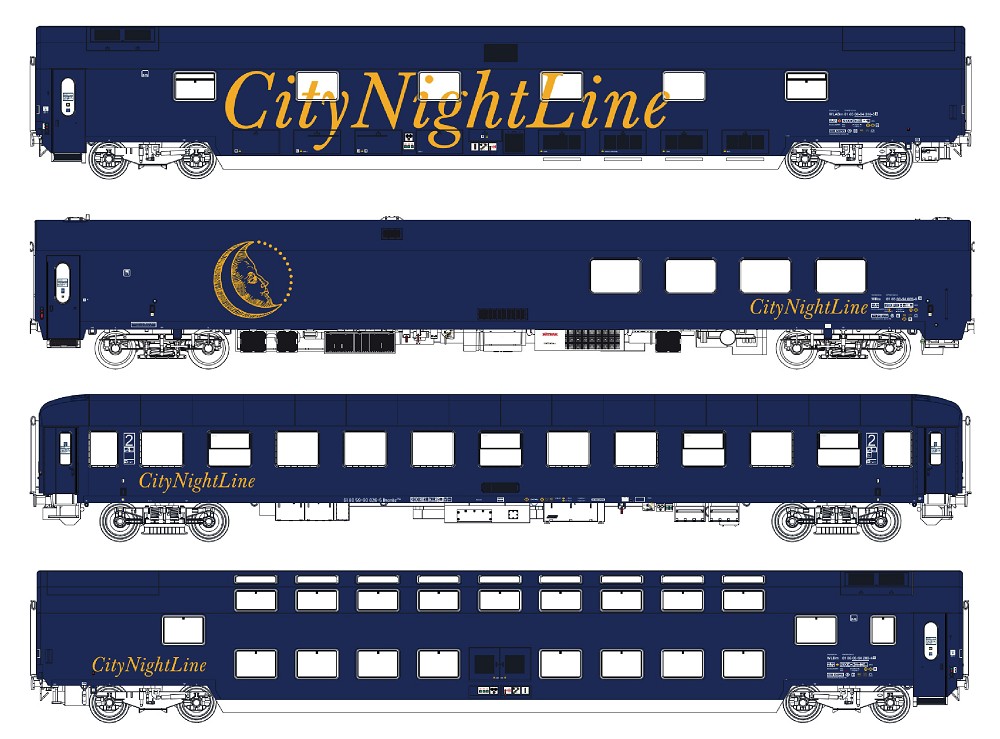 4er Set Nachtzugwagen CNL, Ep.V, CNL 212/213, Set II, AC