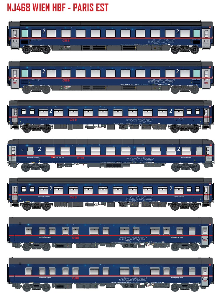 7er Set Nachtzugwagen ÖBB Nightjet, Ep.VI, NJ468
