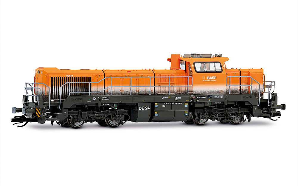 BASF, dieselelektrische Lokomotive Vossloh DE 18, orange/gra