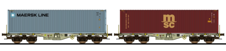 Containertragwagen, H0, Sgmmns, 37 80 4505 418-6 + 37 80 450