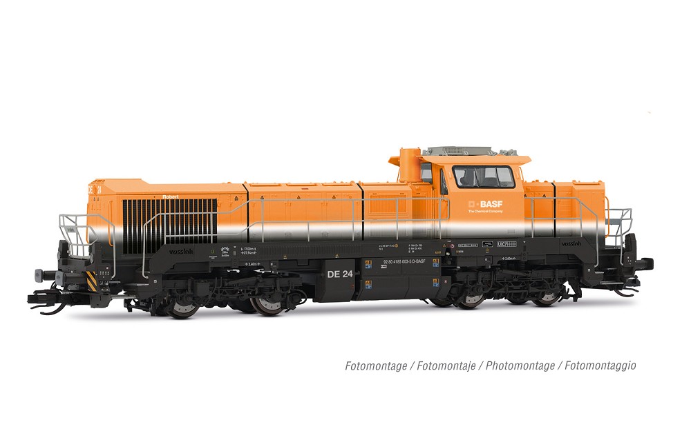 BASF, dieselelektrische Lokomotive Vossloh DE 18, orange/gra