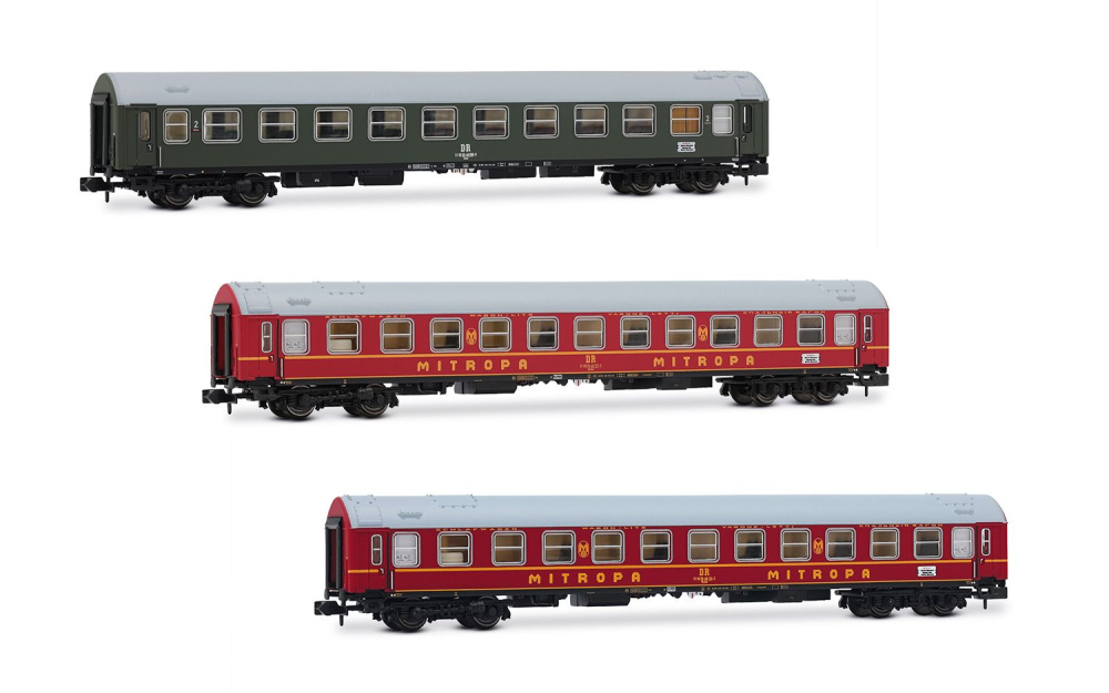 DR, 3-tlg. Set OSShD Typ B Reisezugwagen „Spree-Alpen-Expres