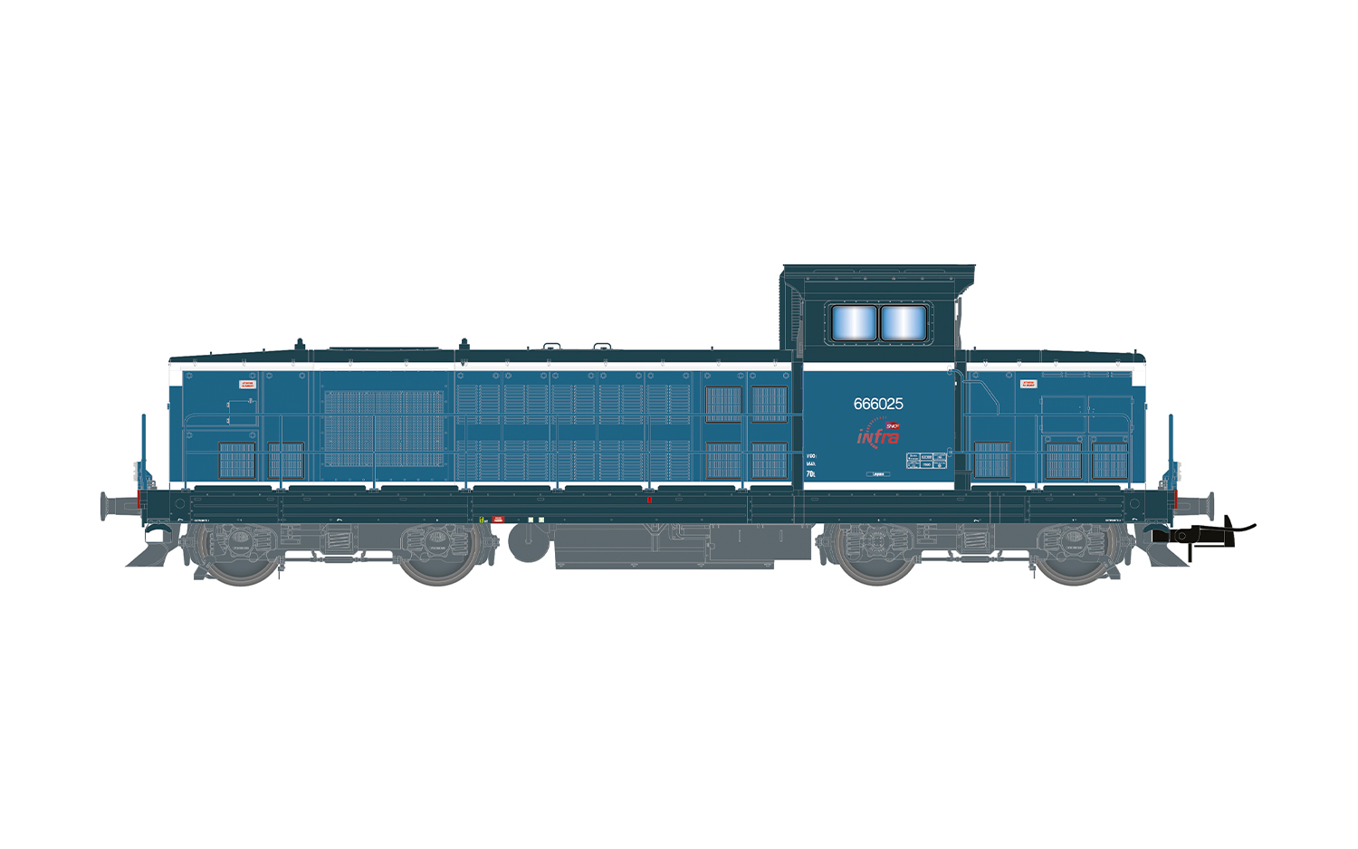 SNCF Infra, Diesellokomotive BB 666025, weiß-blaue Farbgebun