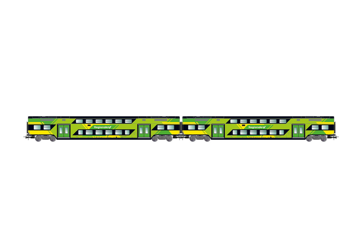 FS Trenitalia, 2-tlg. Set Vivalto-Doppelstockwagen, neue „Re