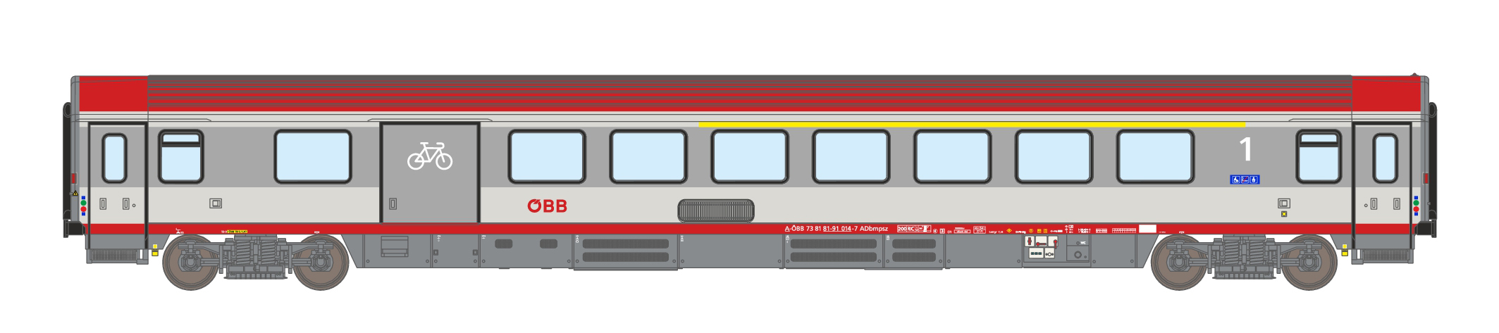 Halbgepäckwagen Adbmpsz 73, 1.Kl. ÖBB, Ep.VI