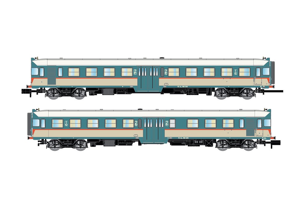 FS, 2-tlg. Dieseltriebwagen ALn 668 Serie 3100 in original h