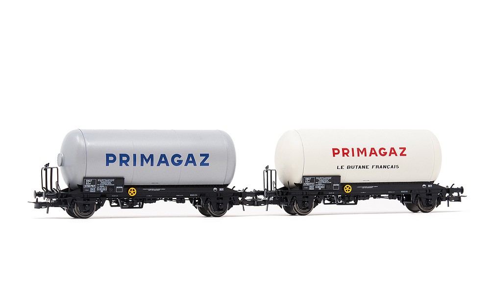 SNCF, 2-tlg. Set 2-achs. Gaskesselwagen, „"Primagaz", Ep. II