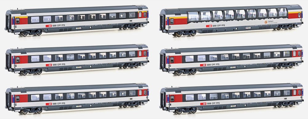 6er Set Personenwagen SBB, Ep.VI, EC9, HH-Zürich, AC